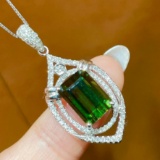 14k Gold 4.80 Ctw Natural Tourmaline & Diamond Necklace