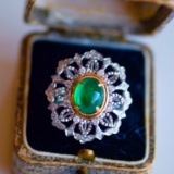 14k Gold 2.61 Ct Vivid Green Natural Emerald & Diamond Ring/pendant