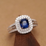 14k Gold 2.22 Ctw Natural Sapphire & Diamond Ring
