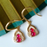 14k Gold 0.37 Ct Natural Ruby & Diamond Earrings