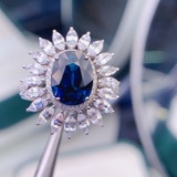 14k Gold 2.27 Ct Natural Sapphire & Diamond & Sapphire Ring