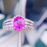 14k Gold 1.6 Ct Natural Padparadscha Sapphire & Diamond Ring