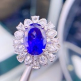 14k Gold 6.1 Ct Natural Tanzanite & Diamond Ring
