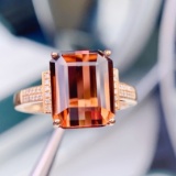 14k Gold 6.5 Ct Natural Tourmaline & Diamond Ring