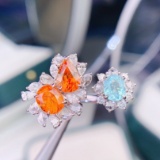14k Gold 2.86 Ctw Natural Partschinite & Paraiba Tourmaline Ring