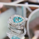 14k Gold 2.27 Ctw Natural Paraiba Tourmaline & Diamond Ring