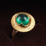 14k Gold 2.97 Ct Intense Green Natural Emerald & Diamond Ring