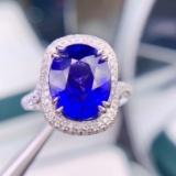 14k Gold 7.29 Ctw Natural Tanzanite & Diamond Ring