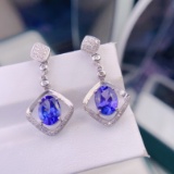 14k Gold 3.5 Ct Natural Tanzanite & Diamond Earrings