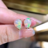 14k Gold 3.5 Ct Natural Opal Earrings