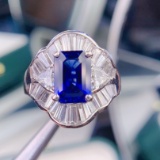 14k Gold 5.04 Ctw Vivid Blue Natural Sapphire & Diamond Ring