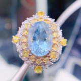14k Gold 7.8 Ct Natural Aquamarine & Diamond Ring/pendant