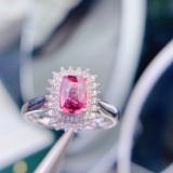 14k Gold 1.07 Ct Natural Padparadscha Sapphire & Diamond Ring