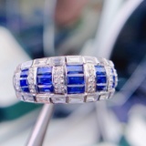 14k Gold 2.33 Ctw Vivid Blue Natural Sapphire & Diamond Ring