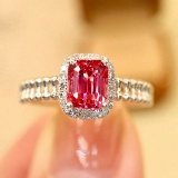 14k Gold 1.18 Ctw Natural Spinel & Diamond Ring