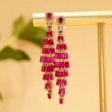 14k Gold 2.91 Ctw Natural Ruby & Diamond Earrings