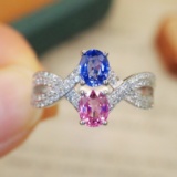 14k Gold 1.28 Ctw Natural Sapphire & Diamond Ring