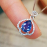 14k Gold 1.21 Ctw Natural Sapphire & Diamond Pendant
