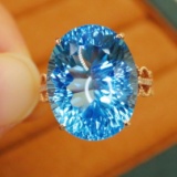 14k Gold 15.75 Ctw Natural Topaz & Diamond Ring