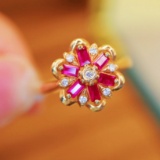 14k Gold 0.30 Ctw Natural Ruby & Diamond Ring