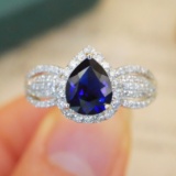 14k Gold 1.82 Ctw Natural Sapphire & Diamond Ring