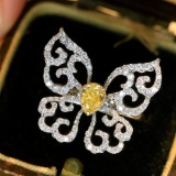 14k Gold 1.1 Ctw Natural Yellow Diamond & Diamond Ring
