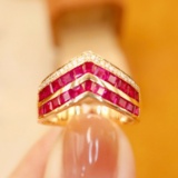 14k Gold 2.23 Ctw Natural Ruby & Diamond Ring