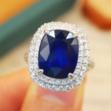 14k Gold 5.55 Ctw Natural Sapphire & Diamond Ring/pendant