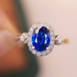 14k Gold 1.07 Ctw Natural Sapphire & Diamond Ring