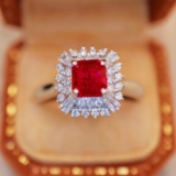 14k Gold 1.56 Ctw Natural Ruby & Diamond Ring