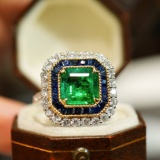 14k Gold 2.73 Ctw Vivid Green Natural Emerald & Diamond Ring/pendant