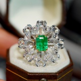 14k Gold 1.1 Ct Vivid Green Natural Emerald & Diamond Ring/pendant