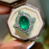 14k Gold 2.7 Ct Vivid Green Natural Emerald & Diamond Ring/pendant