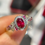 14k Gold 0.6 Ct Vivid Red Natural Ruby & Diamond Ring