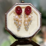 14k Gold 2.4 Ct Natural Tourmaline & Diamond Earrings