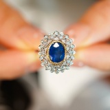 14k Gold 1.8 Ct Natural Sapphire & Diamond Ring/pendant