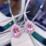 14k Gold 7.87 Ctw Natural Morganite & Diamond Earrings