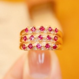 14k Gold 0.57 Ctw Vivid Red Natural Ruby & Diamond Ring