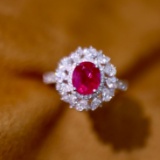 14k Gold 2.11 Ctw Vivid Red Natural Ruby & Diamond Ring