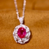 14k Gold 1.46 Ctw Natural Ruby & Diamond Pendant