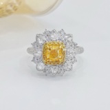 14k Gold 1.77 Ctw Natural Yellow Diamond & Diamond Ring