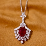 14k Gold 2.43 Ctw Natural Ruby & Diamond Pendant