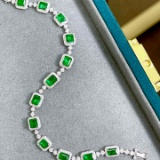 14k Gold 7.3 Ctw Vivid Green Natural Emerald & Diamond Bracelet