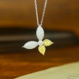 14k Gold 0.45 Ctw Natural Yellow Diamond & Diamond Necklace