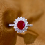 14k Gold 1.61 Ctw Natural Ruby & Diamond Ring