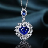 14k Gold 2.60 Ctw Natural Sapphire & Diamond Pendant