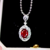 14k Gold 1.63 Ctw Vivid Red Natural Ruby & Diamond Pendant