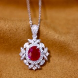 14k Gold 1.16 Ctw Natural Ruby & Diamond Pendant