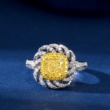 14k Gold 2.52 Ctw Natural Yellow Diamond & Diamond Ring