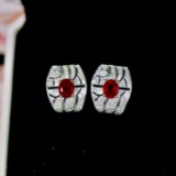 14k Gold 1.82 Ctw Natural Ruby & Diamond Earrings